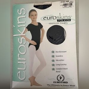 Eurotard EuroSkins Footless Tights for Kids, Black, 212C-NR, L/XL